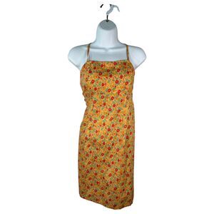 Xhilaration Vintage Orange Floral 90s Open Back Mini Dress Size Large